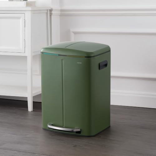 happimess Marco 10.6 Gal Double Bucket Step Trash Can, Pine Green - color: Pine Green