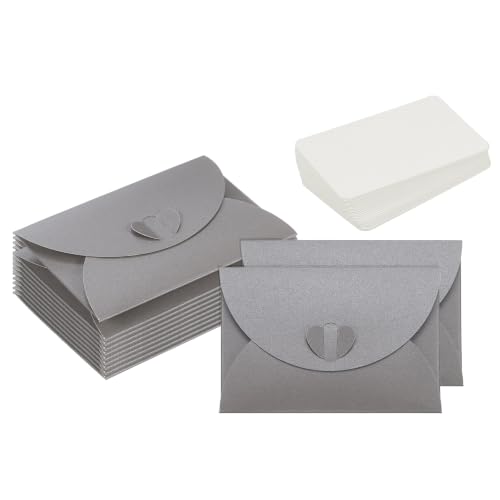 PATIKIL Gift Cards Envelopes (4.1"x 2.8",Silver) Mini Heart Clasp 12PCS - color: Silver