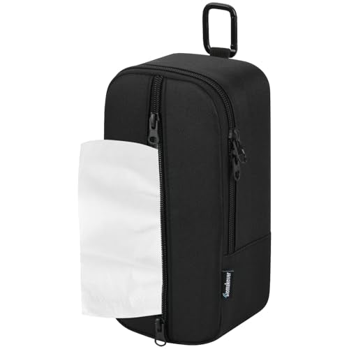 Restaurant Tissue Holder, Waitress Tissues Storage Case, Restaurant Bar Waitstaff Napkin Organizer Adjustable Tissue Dispenser with Belt Buckle & Carabiner for Waiter Server Makeup Artist Bartender
