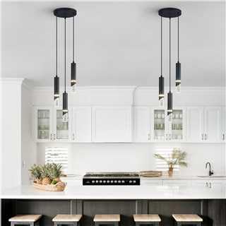 Modern Dimmable Led Pendant Lights Kitchen Island, Ideal for Living Room, Bedroom,Sink 18w LED Crystal Energy-Saving Hanging Lamp for Cozy Lighting (Black 3 Light) - size: 3-Light