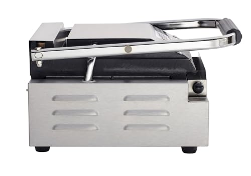 Kratos Commercial Electric Panini Sandwich Grill with Grooved Top and Smooth Bottom Plates, 9" x 9" Cooking Surface, Commercial Countertop Panini Press, 120V, 1750W (29Y-019) - size: Small w/ Smooth & Grooved Plates
