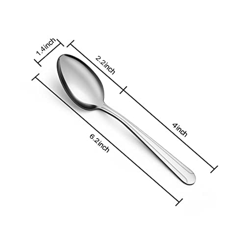 BEWOS 24 Pieces Teaspoons, 6.2 Inches Stainless Steel Teaspoons Silverware, Spoon Silverware, Coffee Spoons, Small Spoon, Mirror Polished, Dishwasher Safe, Silver Spoons For Home, Restaurant - color: Silver