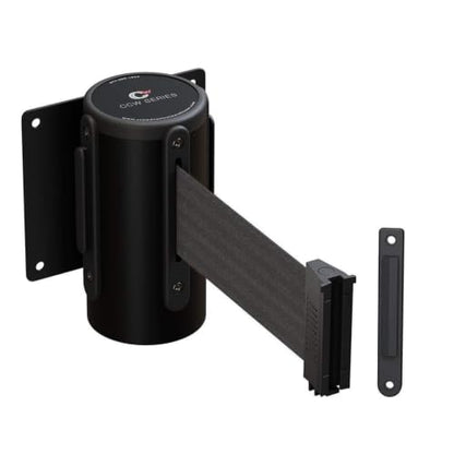 Crowd Control Warehouse 11 Ft Fixed Wall-Mount Retractable Belt Barrier - color: Dark Grey, size: Solid Color