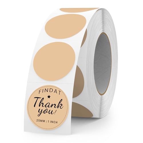Khaki Round Thermal Labels 1 Inch Vinyl Printer Sticker 500 PCS - color: Khaki