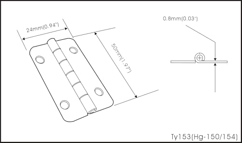 QCAA Solid Brass 180 Degree Wooden Jewery Box Hinge, Cabinet Closet Hinge, 50mm x 24mm, Vibrated Brass, Made in Taiwan, 4 Pair (8 PCS) - color: Vibrated Brass, size: 50mm - 8 Pack