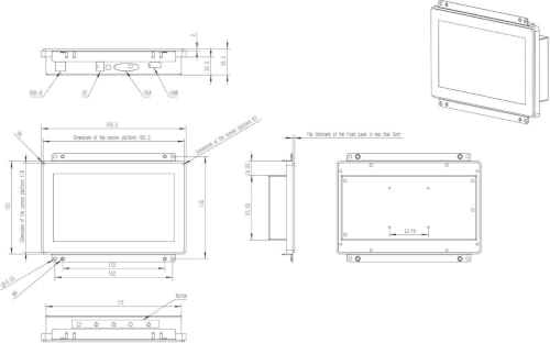 7 Inch Open Frame Capacitive Touchscreen Monitor - 10-Point Touch 1024x600 300 Nits IP65 Waterproof Display VESA Panel Mount - for Kiosk POS HMI Automation Digital Signage 7x24h Industrial Work - size: 7