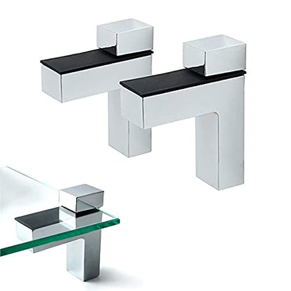 AWEN 2pcs Solid Metal Adjustable Wood/Glass Shelf Bracket Wall Mount,Shelf Holders，3-28mm Thick Adjustable Shelf Bracket, 25lbs Load, Polished Chrome - size: Polished Chrome