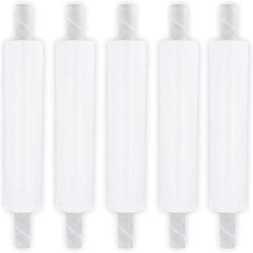 PSBM 4 Rolls White Stretch Film/Wrap with Handles 20 Inch x 1000 Feet 80 Gauge, Heavy Duty Industrial Strength Shrink Plastic Wrap for Moving, Packing, Shipping, Pallet Wrapping & Storage - size: 4 Rolls, style: White