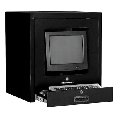 Global Industrial Counter Top CRT Security Computer Cabinet, Black, 24-1/2"W x 22-1/2"D x 27"H
