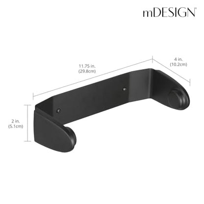 mDesign Metal Wall Mounted Paper Towel Holder Dispenser for Walls or Under Cabinet in Kitchen, Pantry, Cupboard, Sink Storage, Holds Jumbo Rolls - Omni Collection - Matte Black - color: Matte Black