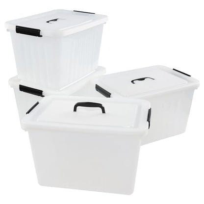20L Stackable Box, Plastic Storage Bins with Latching Lids, 4-Pack - size: 18 L