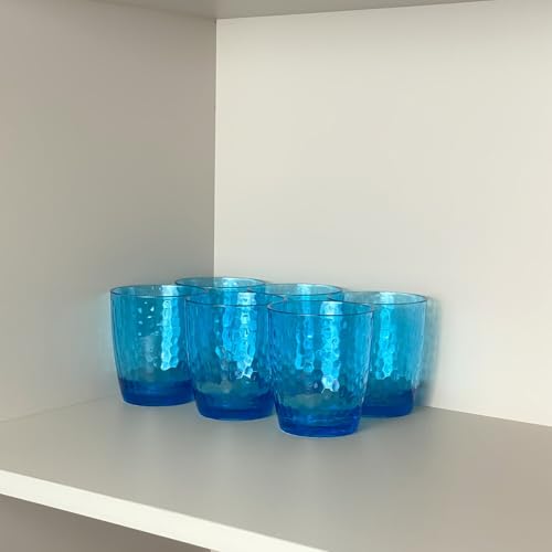 15-Ounce Plastic Tumblers (Set of 6), Reusable Plastic Mugs, BPA-Free Acrylic to Drink Mugs, Shatter Resistant, Textured Interior, Dishwasher Safe (Blue, 15 Ounce) - color: Blue, size: 15 Ounce