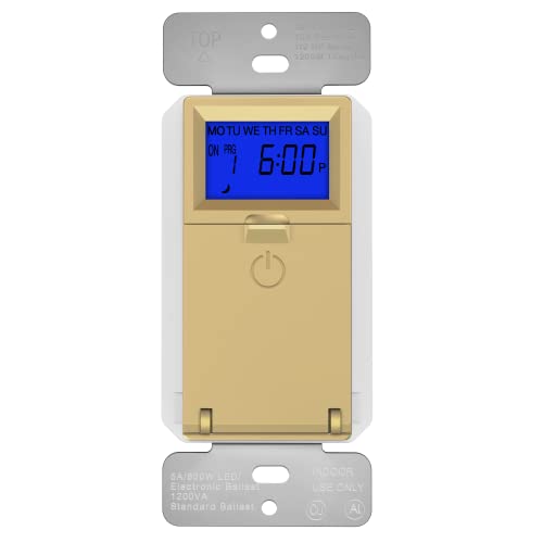TOPGREENER Digital Astronomic Timer Switch, 7-Day Programmable Sunrise Sunset Timer for Lights, Fans, & Motors, Single-Pole or 3-Way, Neutral Wire Required, UL Listed, TGT01-HN-GD, Gold - color: Gold, size: New Version