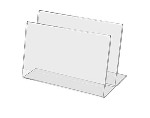 Marketing Holders 2 Pack 7 x 5 Inch Sign Holder L Shape Counter Side Loading Clear Acrylic Advertisement Holder Literature Flyer Postcard Frame Printed Material Document Display - size: 7"w x 5"h