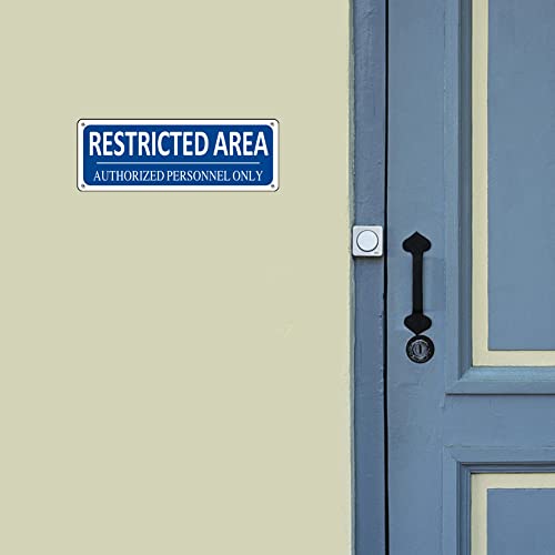 Restricted Area Sign Outdoor,(2 Pack) Metal Authorized Personnel Only, 10" x 3.5" Do Not Enter Sign, Aluminum, Rust free, Fade Resistant,Weatherproof (Blue) - color: Restricted Area Sign-01B