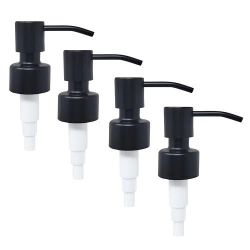 Replacement Soap Pump Heads for Bottles, Black Matte, 4-Pack - color: Black Matte, size: 4 Pack