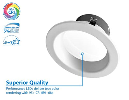 DLR4(v6) 4-inch White Selectable Recessed LED Downlight (DLR4607120SWH) - color: White, style: 1-Pack