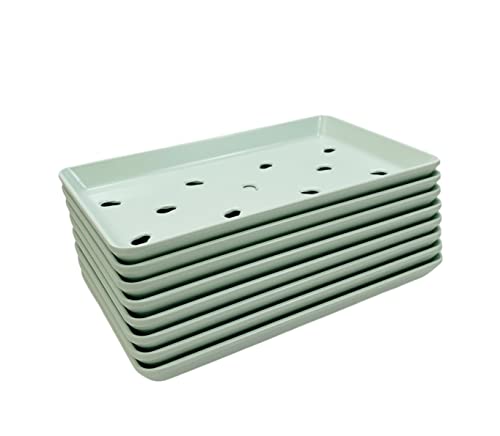 JapanBargain, Set of 8 Sushi Neta Case Plates with Drip Holes, 8.75"x5" Light Green Melamine Sushi Sashimi Raw Fish Display Trays, Restaurant & Commercial Quality, Durable Plastic, Dishwasher Safe