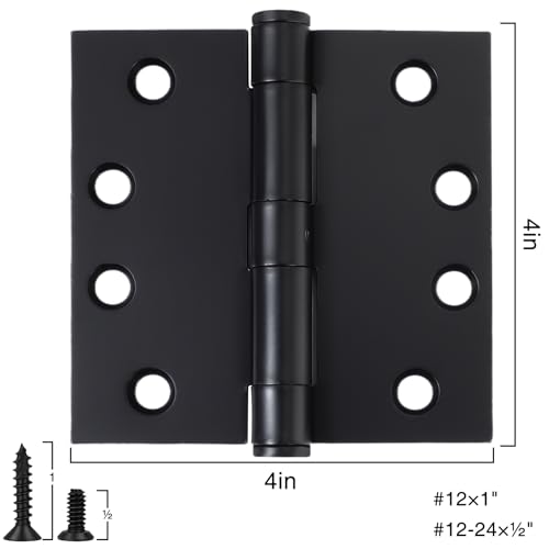 TDCHINGES Exterior 4x4 Inch Door Hinges 3.3mm Thick Heavy Duty Matte Black - color: Black, size: 1 Pack