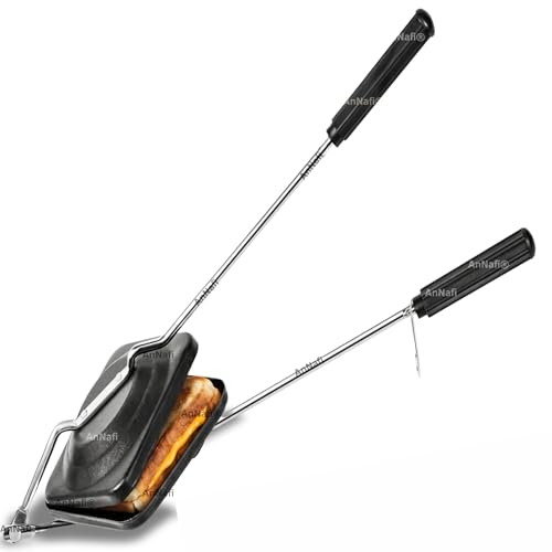 AnNafi® Sandwich Maker Stovetop, Sandwich Press Grill For Gas Stove, Non Stick Hand Bread Toaster Stove Top Pan For Hot & Crisp Grilled Cheese Sandwiches & Cubano, Easy to Use Cast Iron Flying Saucer For Outside Campfire .