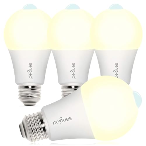 Sengled Motion Sensor Light Bulbs, A19 LED Dusk to Dawn Bulbs 3000K Soft White, Motion Activated Indoor Outdoor Light Bulbs 8.8W (60W Equivalent) 800 Lumens for Porch, Garage, Hallway, 4 Pack - color: 3000k Warm White, size: 4 Pack