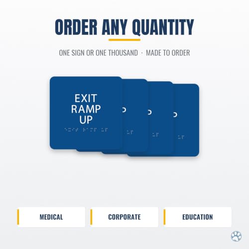 Alpha Dog Exit Ramp Up Sign, 6x6 ADA Braille Sign, Blue - color: Blue, size: Exit Ramp Up