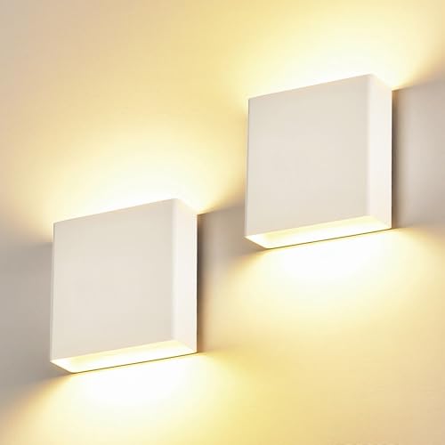 2 Pack Indoor Outdoor White Up and Down LED Wall Light, Modern Bedroom/Porch Wall Lamp, IP65 Waterproof, 5%-100% Dimmable 18W 1620lm, 5CCT (2700K-5000K), CRI90+, 120V-277V - color: White, size: 2pack