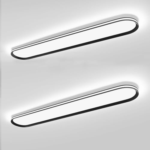 ADISUN Modern LED Ceiling Light Dimmable Linear Ceiling Light 39.4in Semi Flush Mount Long Lights with Remote Control and Side Lighting for Living Room Kitchen Dining Room, 2 Pack(65W) - color: Black-2Pack, size: 39 Inch