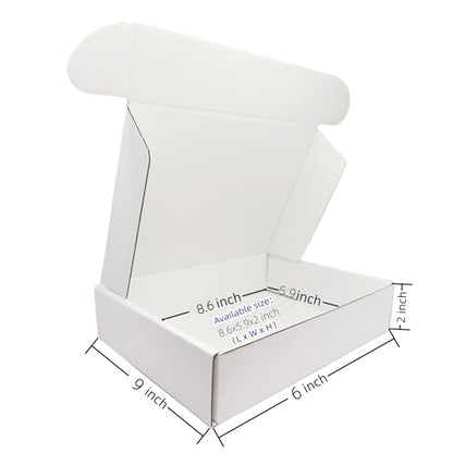 Small White Box 9 x 6 x 2 Inch Shipping Boxes 50 Pack - size: 9 x 6 x 2 Inch