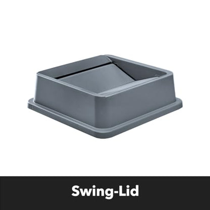 Gray, 35 Gallon Square Commercial Trash Can with Swing Lid, Heavy-Duty Garbage Can, Industrial Trash Bin for Restaurants/Warehouse/Commercial Facilities - color: Gray, size: 35 Gallon with Lid