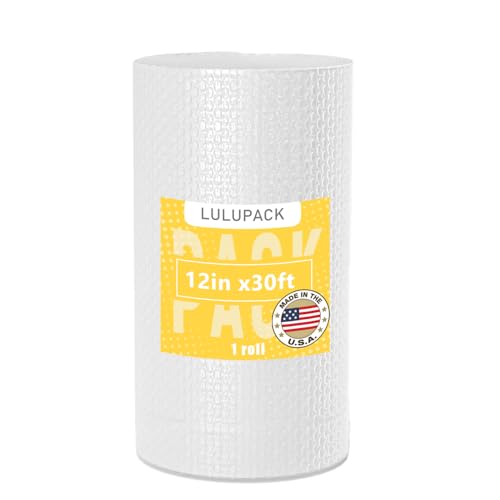 LULUPACK Bubble Cushion Wrap Roll 12in x 30ft – Coreless, Heavy Duty Bubble Roll for Packing, Moving, Shipping – Protective Cushioning for Boxes & Fragile Items (1 Roll) - size: 12in x 30ft /1 roll