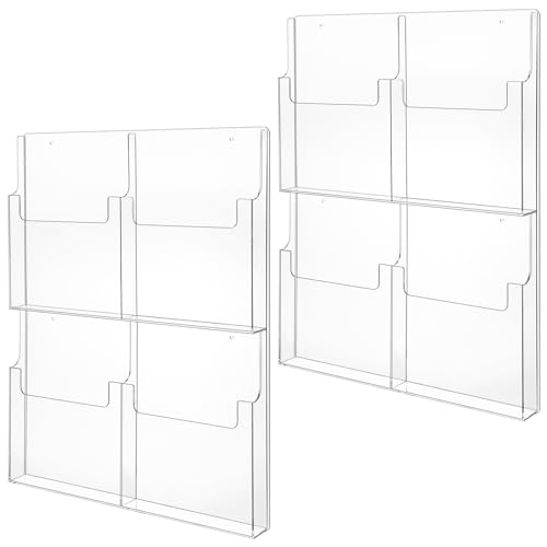 RattanView 2 Pcs Brochure Holder Wall Mount Acrylic Magazine Display
