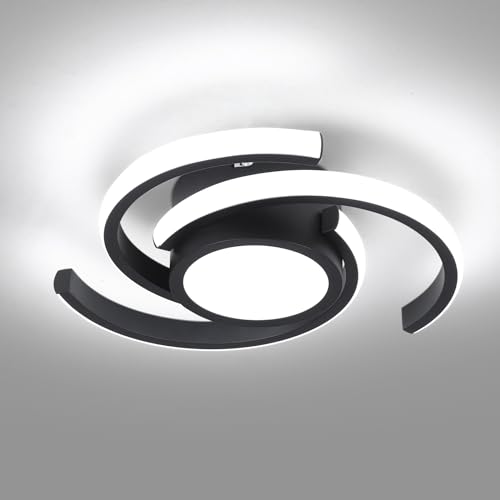 ADISUN Modern LED Ceiling Light,6000K Semi Flush Mount Ceiling Light Fixture,Small Ceiling Lamp for Living Room Bedroom Corridor Aisle Hallway (D11 in*H2.9 in; 33W; No Remote) - color: Black, size: 1 Pack