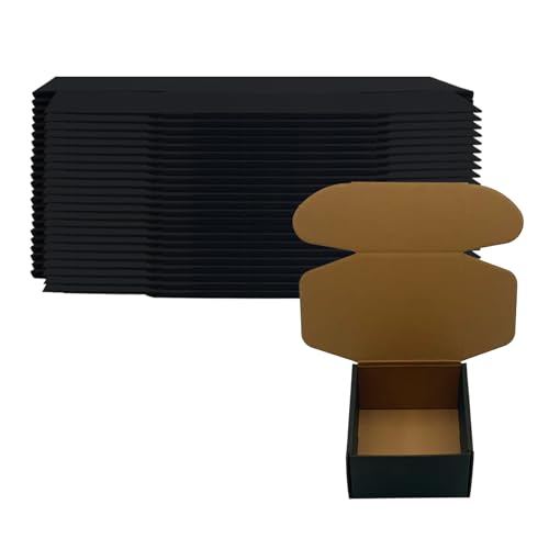 24 Pack 5x5x3 inches Black Shipping Boxes, Corrugated Cardboard Mailers - size: 5x5x3 Inches