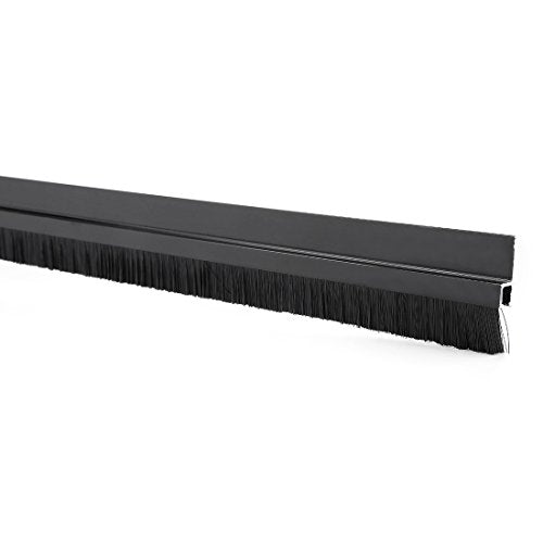 uxcell Door Bottom Sweep H-Shape Aluminum Alloy Base with 0.6-inch Black Nylon Brush 39-inch x 1.4-inch - color: Black, size: 39.37" x 0.6"