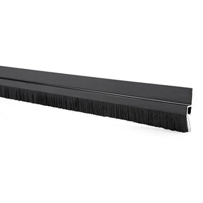 uxcell Door Bottom Sweep H-Shape Aluminum Alloy Base with 0.6-inch Black Nylon Brush 39-inch x 1.4-inch - color: Black, size: 39.37" x 0.6"