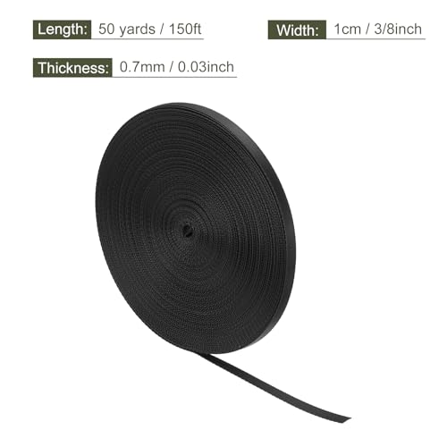 MECCANIXITY Flat Nylon Webbing Strap 3/8 Inch 50 Yards Black - color: Black, size: 3/8 Inch x 50 Yards