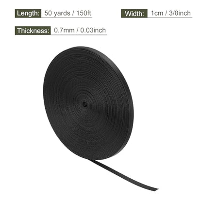 MECCANIXITY Flat Nylon Webbing Strap 3/8 Inch 50 Yards Black - color: Black, size: 3/8 Inch x 50 Yards