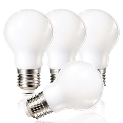 FLSNT A19 LED Bulbs, 7W 60W Equivalent Dimmable 3000K CRI90 E26 Base 4 Pack - color: Frosted 60w 3000k Warm White, size: 4 Count (Pack of 1)