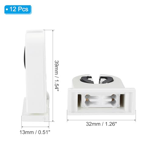 PATIKIL T8 Fluorescent Light Holder, 12 Pack G13 Lamp Base LED Fluorescent Tube Light Socket 500V Non-shunted Turn Type Lamp Holder Replacement, 39x32x13mm