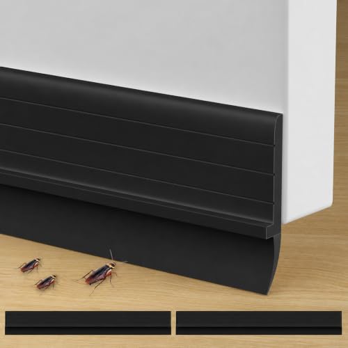 4Pc Total 144"Hard Door Draft Stopper,Door Sweep for Bottom of Door - color: Black, size: 4 Pcs