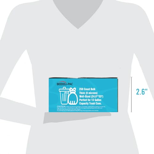 BEIDOU-PAC Trash Bags 13 Gallon, 250 Count Bulk, Clear Plastic Recycling Garbage Bags, Multi-purpose Tall Kitchen Trash Bags Can Liners for Business Home Commercial and Industrial - style: 13 Gallon |250 Count