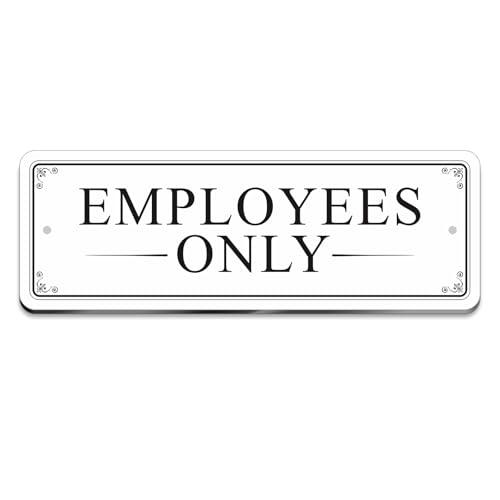 “EMPLOYEES ONLY” Acrylic Sign – Waterproof & Fade-Resistant Staff-Only Notice with Strong Adhesive + Pre-Drilled Holes (8.7"x3") | Office, Warehouse, Restricted Areas (White) - color: White
