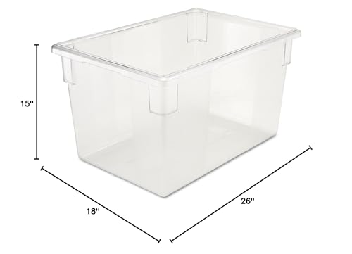 Rubbermaid Commercial 3301 CLE 26" Length x 18" Width x 15" Depth, 21-1/2 gallon Clear PolyCarbonate Food/Tote Box