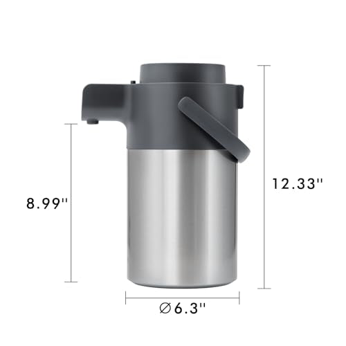 Tiken Airpot Coffee Dispenser with Pump - 102oz/3L Thermal Coffee Carafes for Hot Beverage - Stainless Steel Insulated Coffee Thermos Carafe, Silver - color: Silver, size: 102 Ounces