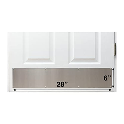 Stainless Door Kick Plate, 6" x 28" Size, for Door Widths 30", Made in USA - size: 6" x 28" (30" Door)