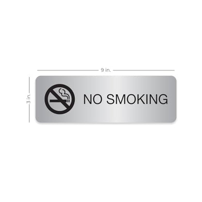 No Smoking Silver Sign/Small Business Restaurant Office School Smoking Prohibited Notice / 3" x 9" Flat Easy Adhesive Door And Wall Mount/Made In The USA - color: Silver, style: No Smoking