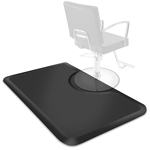 Saloniture 3 ft. x 5 ft. Salon & Barber Shop Chair Anti-Fatigue Floor Mat - Black Rectangle - 1/2 in. Thick - size: 1/2" Thick Black
