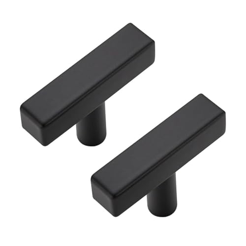3 Pack Black Cabinet Knobs, 2in Length T-Square Bar Drawer Pulls - color: Matte Black, size: 3 Pack, style: Sqaure Bar