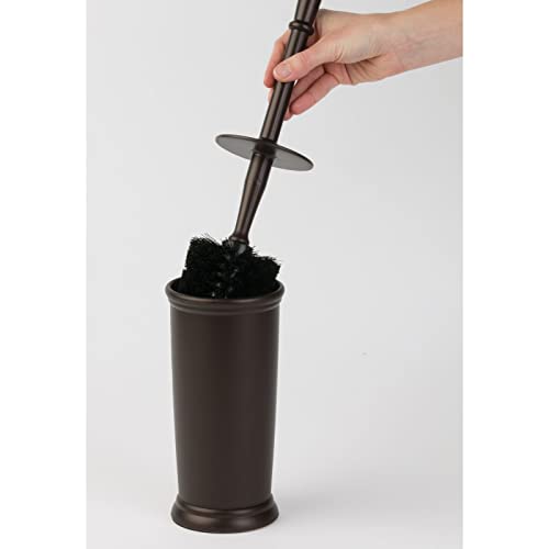 mDesign Toilet Bowl Brush and Holder - Covered Bathroom Brush - Standing Scrubber in Modern Holder - Space Saving, Deep Cleaning - 2 Pack - Hyde Collection, Bronze - color: Bronze, size: Pack of 2